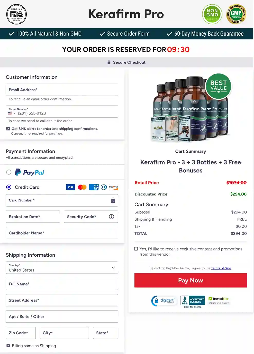 Kerafirm Pro Secure Payment — All Major Cards Accepted via ClickBank